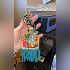 Myra leather and tassel keychain